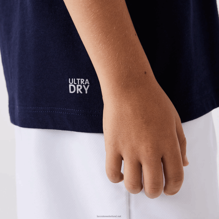 Lacoste sport tennis technische jersey oversized croc t-shirt 0828H3121 marineblauw 976 kinderen