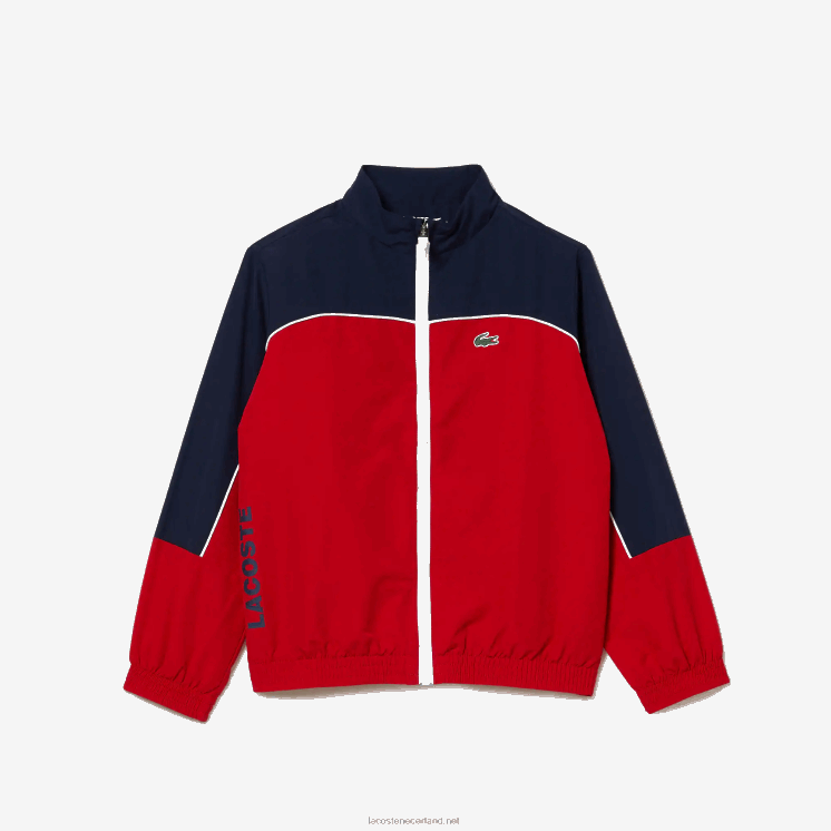 Lacoste sport trainingspak met kleurvlakken 0828H3210 rood marineblauw 528 jongens