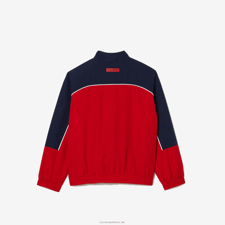 Lacoste sport trainingspak met kleurvlakken 0828H3210 rood marineblauw 528 jongens