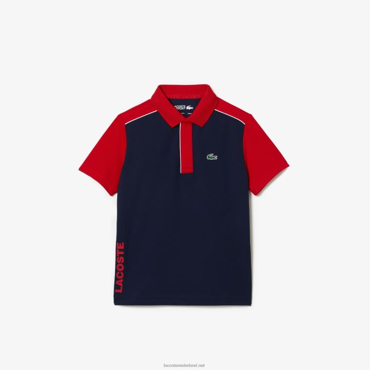 Lacoste sport ultradroge piqué polo 0828H3163 rood marineblauw 528 jongens