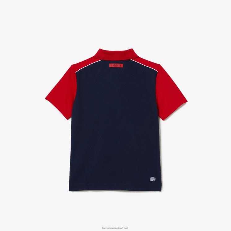 Lacoste sport ultradroge piqué polo 0828H3163 rood marineblauw 528 jongens