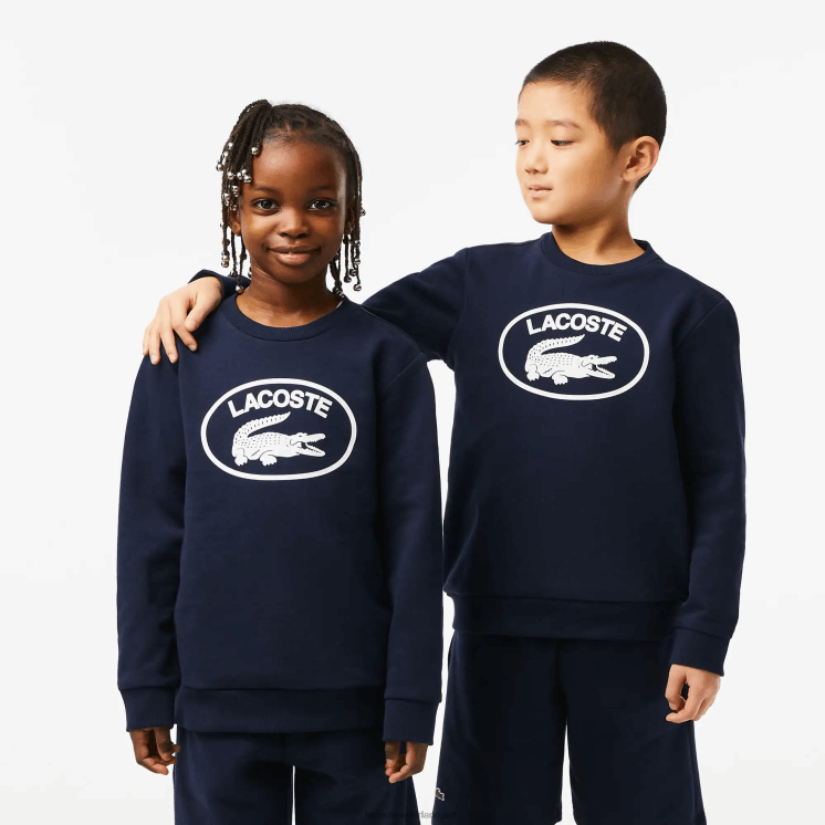 Lacoste sweatshirt met contrasterend colorblock-logo 0828H3055 marineblauw wit 525 kinderen