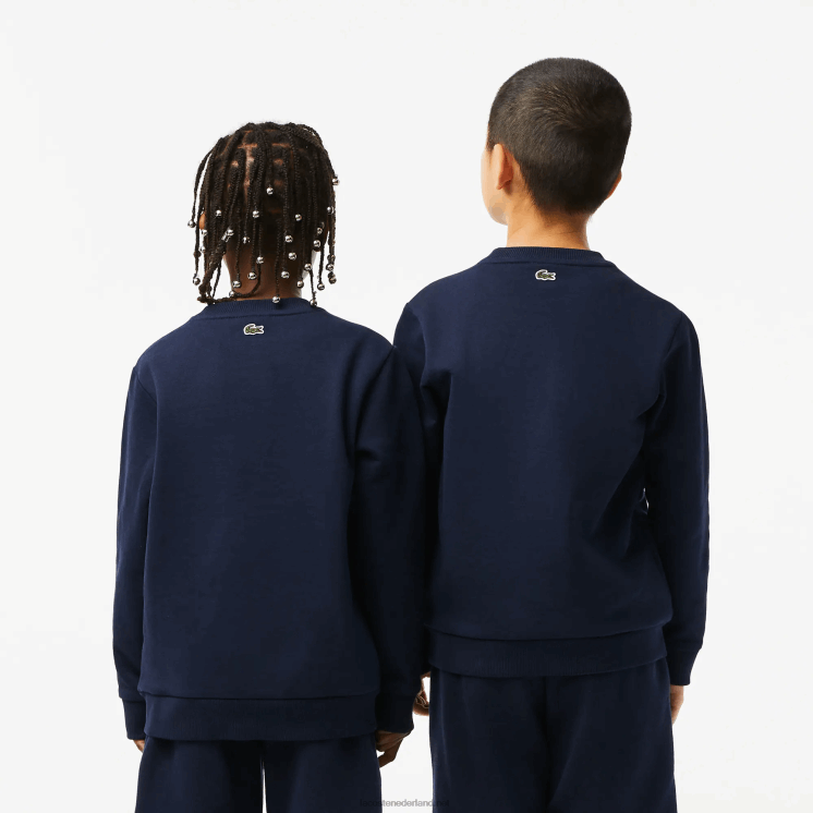 Lacoste sweatshirt met contrasterend colorblock-logo 0828H3055 marineblauw wit 525 kinderen