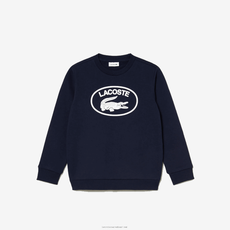 Lacoste sweatshirt met contrasterend colorblock-logo 0828H3055 marineblauw wit 525 kinderen
