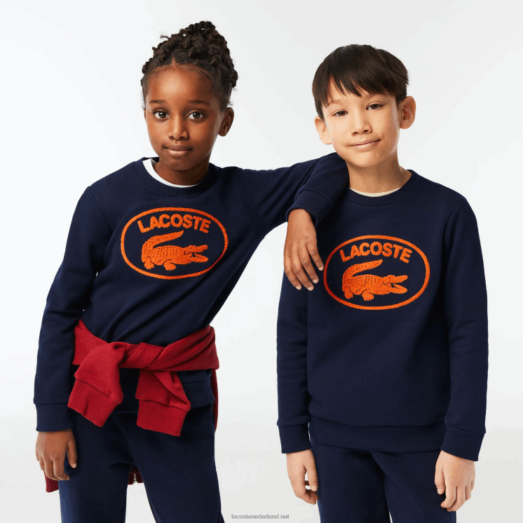 Lacoste sweatshirt met contrasterend colorblock-logo 0828H3056 marineblauw 166 kinderen