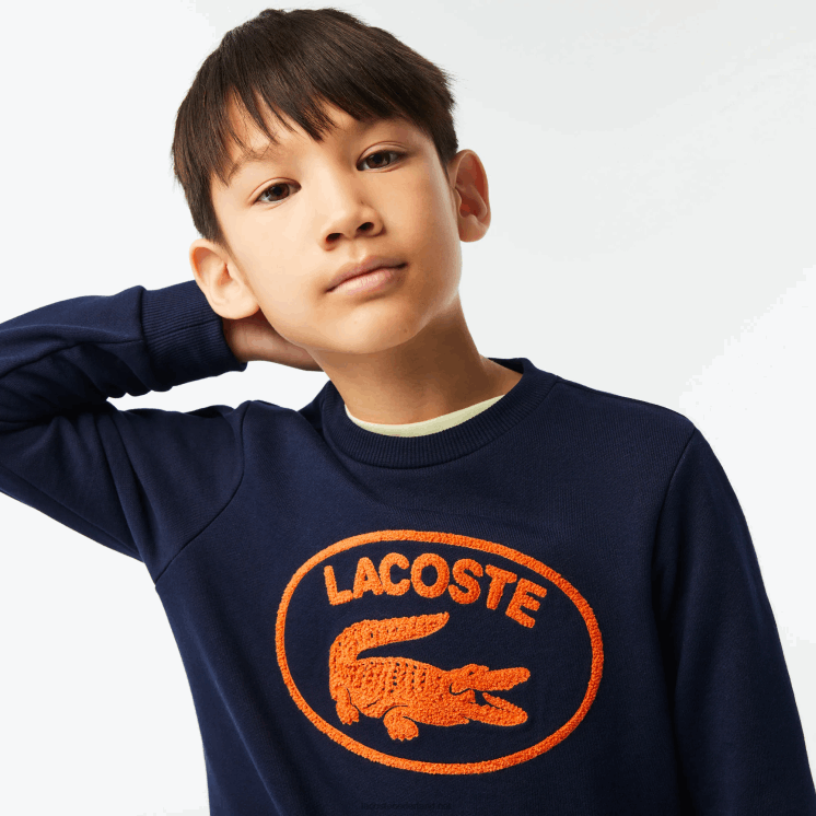 Lacoste sweatshirt met contrasterend colorblock-logo 0828H3056 marineblauw 166 kinderen