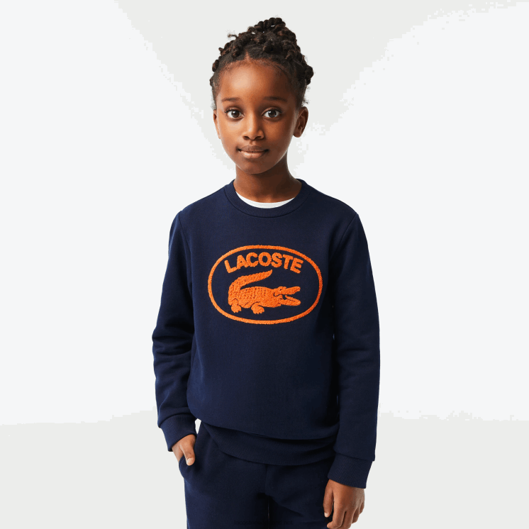 Lacoste sweatshirt met contrasterend colorblock-logo 0828H3056 marineblauw 166 kinderen