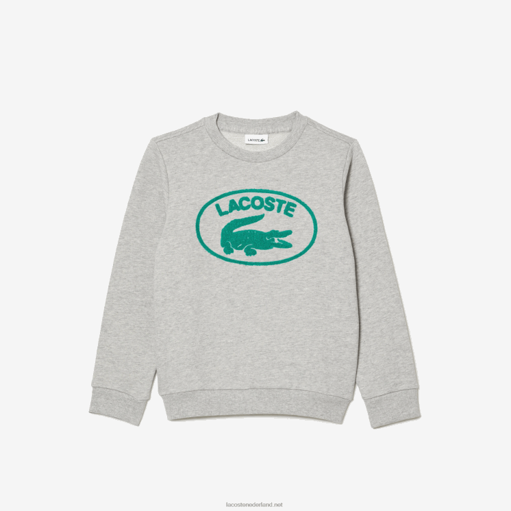 Lacoste sweatshirt met contrasterend colorblock-logo 0828H3057 grijze chine ca kinderen