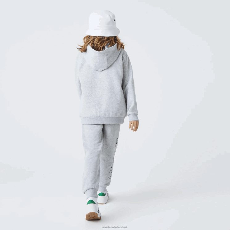 Lacoste sweatshirt met rits en capuchon met merknaam 0828H3184 grijze chine ca jongens