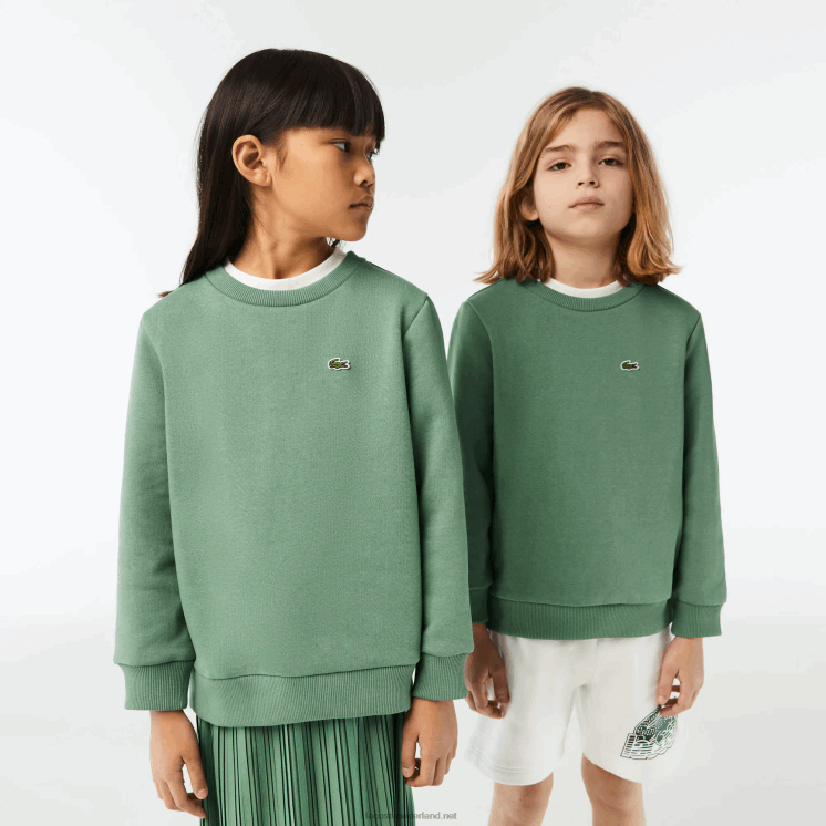 Lacoste sweatshirt van biologisch katoenen flanel 0828H3052 kaki groen kx5 kinderen