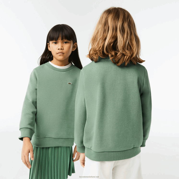 Lacoste sweatshirt van biologisch katoenen flanel 0828H3052 kaki groen kx5 kinderen