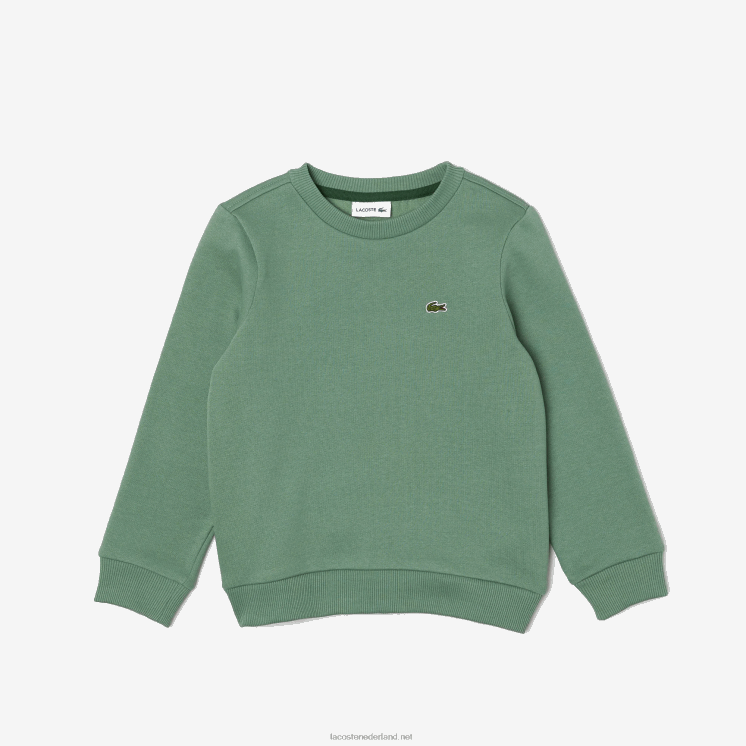Lacoste sweatshirt van biologisch katoenen flanel 0828H3052 kaki groen kx5 kinderen