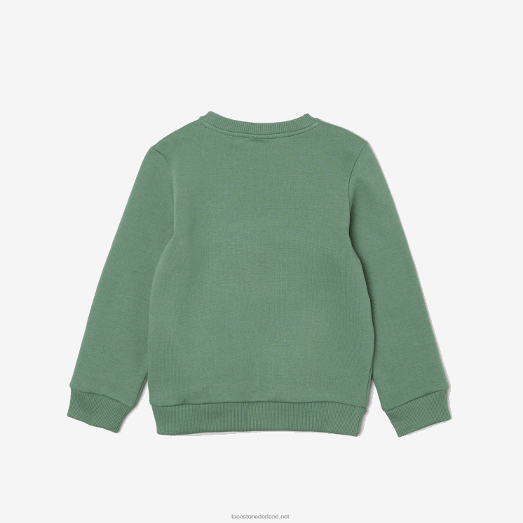 Lacoste sweatshirt van biologisch katoenen flanel 0828H3052 kaki groen kx5 kinderen