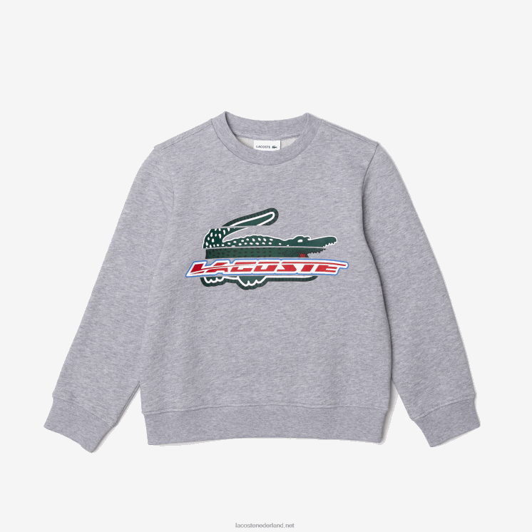 Lacoste sweatshirt van biologisch katoenfleece 0828H3050 grijze chine ca kinderen