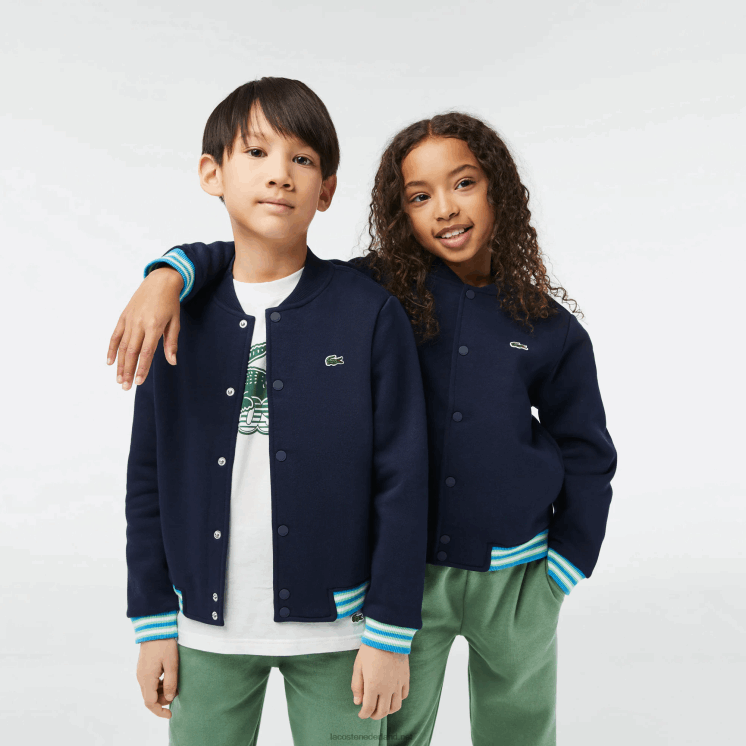 Lacoste sweatshirt van fleece met knopen 0828H3044 marineblauw 166 kinderen