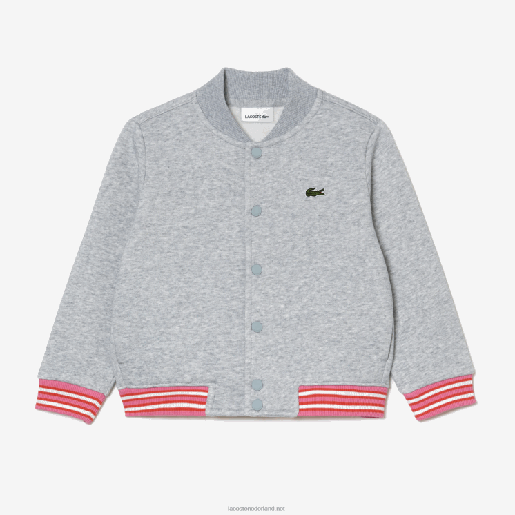 Lacoste sweatshirt van fleece met knopen 0828H3045 grijze chine ca kinderen