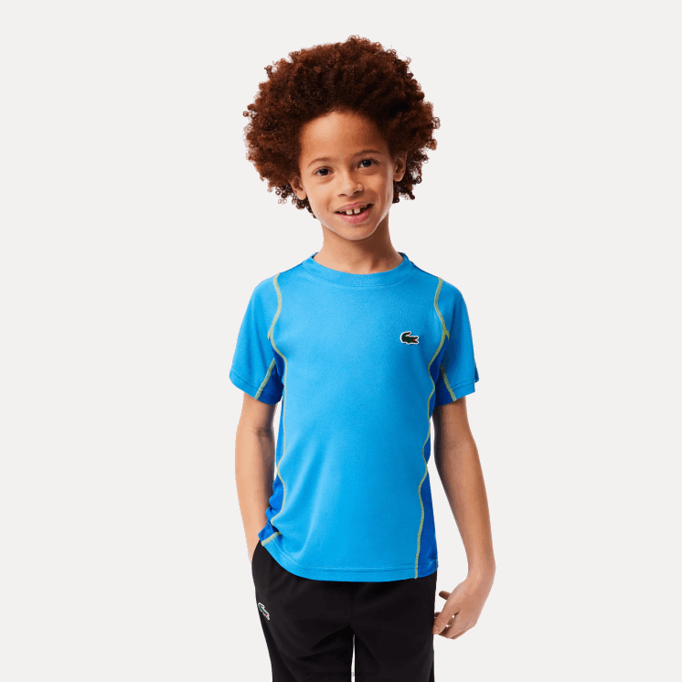 Lacoste tennis colorblock piqué t-shirt 0828H3009 blauw geel cdd jongens