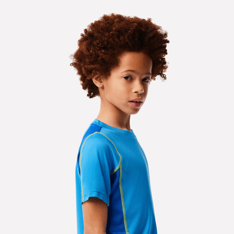 Lacoste tennis colorblock piqué t-shirt 0828H3009 blauw geel cdd jongens