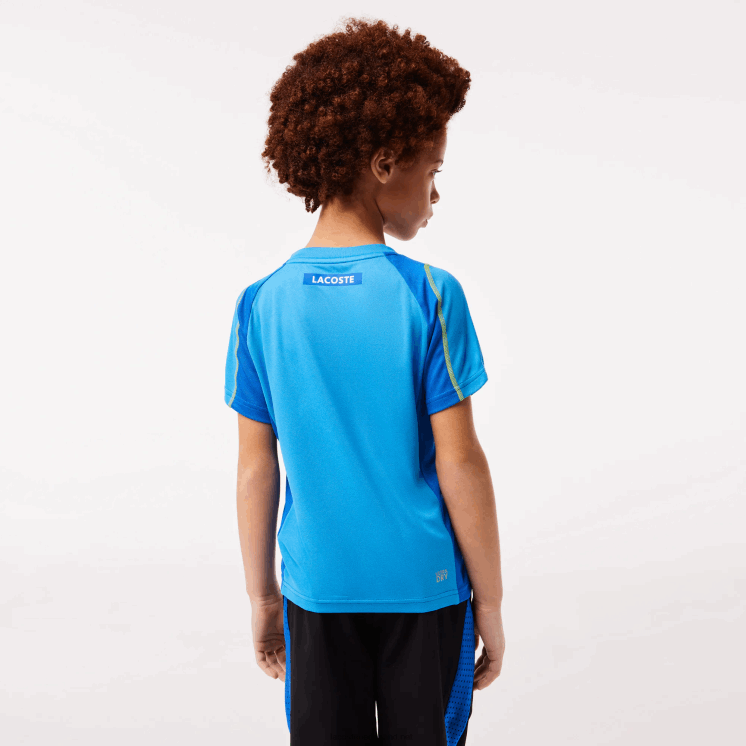 Lacoste tennis colorblock piqué t-shirt 0828H3009 blauw geel cdd jongens
