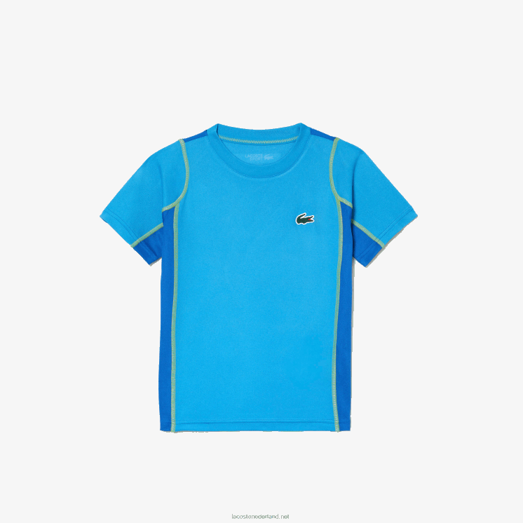 Lacoste tennis colorblock piqué t-shirt 0828H3009 blauw geel cdd jongens
