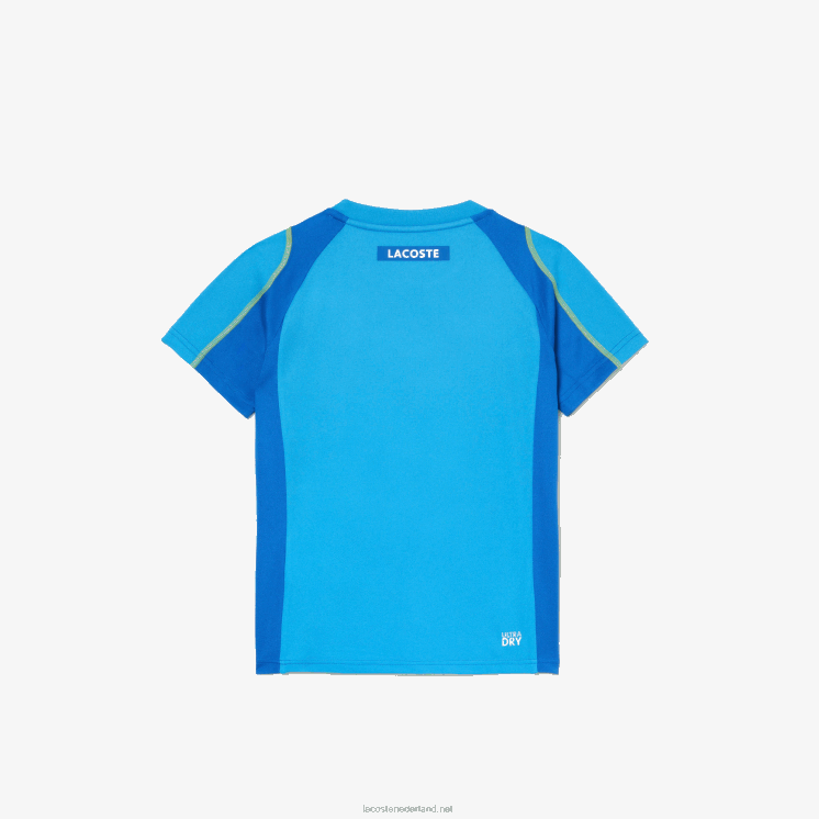Lacoste tennis colorblock piqué t-shirt 0828H3009 blauw geel cdd jongens