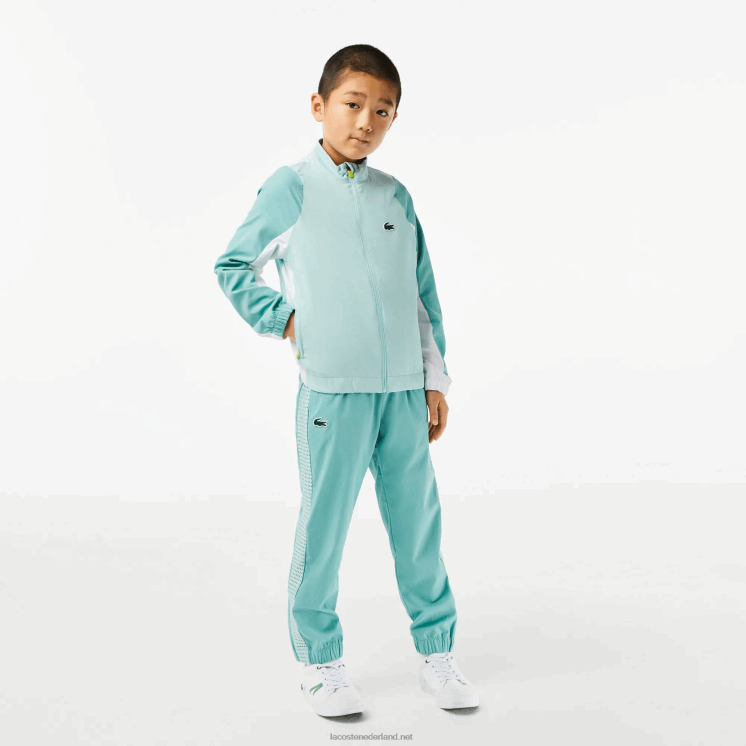 Lacoste tennis joggingbroek met kleurvlakken 0828H3046 lichtgroen wit geel xia jongens