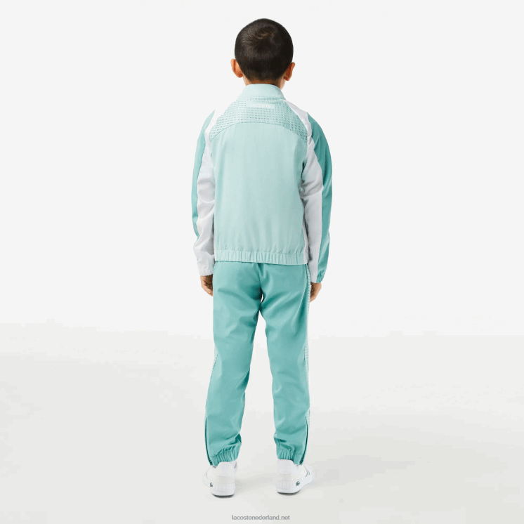 Lacoste tennis joggingbroek met kleurvlakken 0828H3046 lichtgroen wit geel xia jongens
