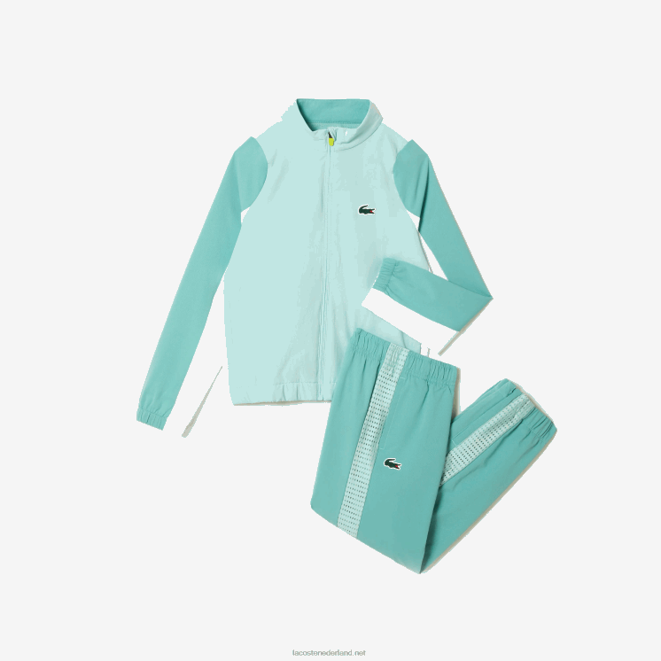 Lacoste tennis joggingbroek met kleurvlakken 0828H3046 lichtgroen wit geel xia jongens