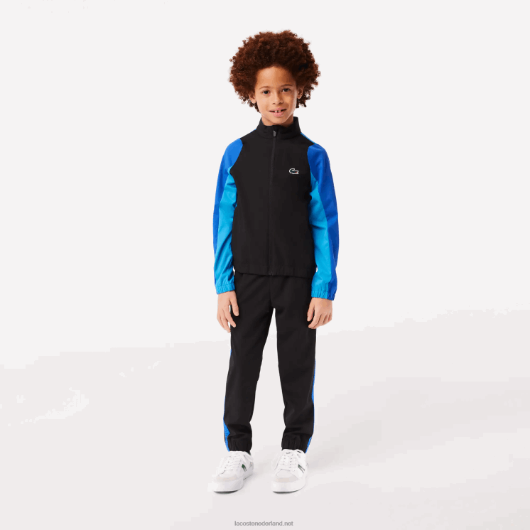 Lacoste tennis joggingbroek met kleurvlakken 0828H3047 zwart blauw geel av jongens