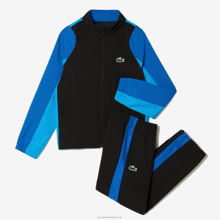 Lacoste tennis joggingbroek met kleurvlakken 0828H3047 zwart blauw geel av jongens