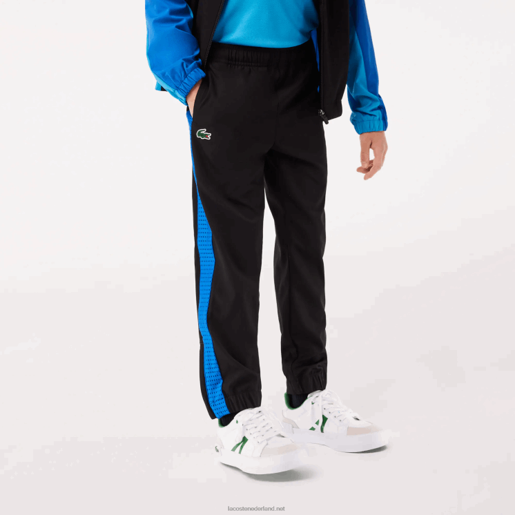 Lacoste tennis joggingbroek met kleurvlakken 0828H3047 zwart blauw geel av jongens