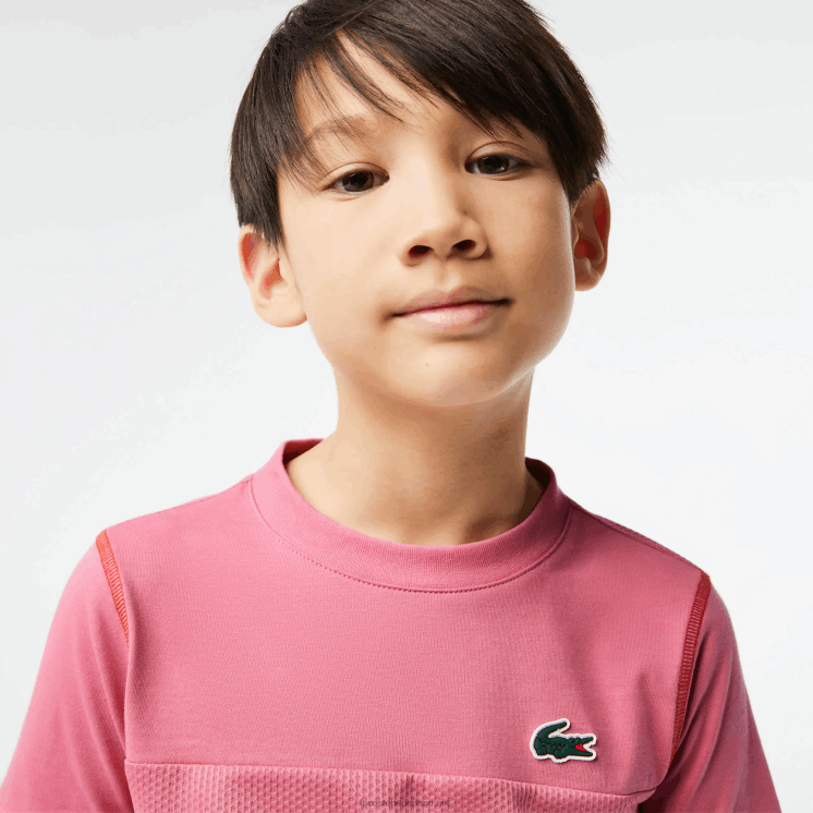 Lacoste tennis x daniil medvedev jersey t-shirt 0828H3004 roze rood blauw c1y jongens