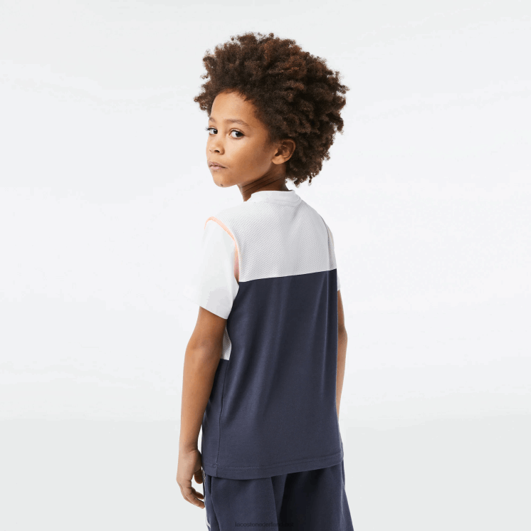 Lacoste tennis x daniil medvedev jersey t-shirt 0828H3005 wit blauw oranje wyi jongens