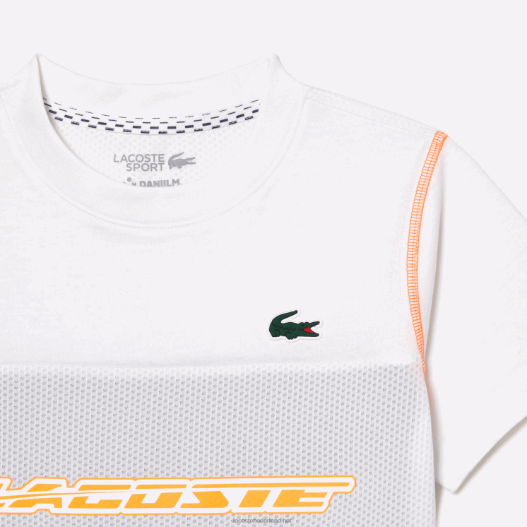 Lacoste tennis x daniil medvedev jersey t-shirt 0828H3005 wit blauw oranje wyi jongens