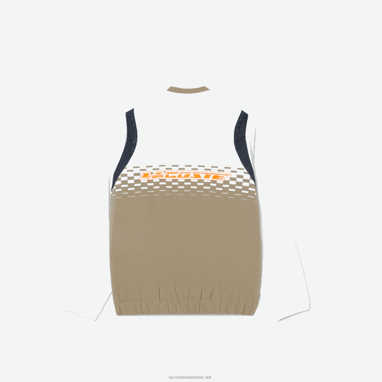 Lacoste tennis x daniil medvedev joggingbroek 0828H3042 beige wit blauw oranje schrift jongens
