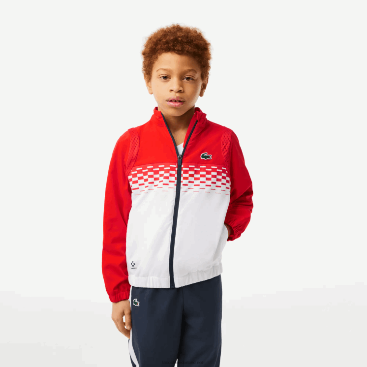 Lacoste tennis x daniil medvedev joggingbroek 0828H3043 rood wit blauw cf1 jongens