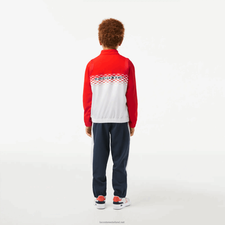 Lacoste tennis x daniil medvedev joggingbroek 0828H3043 rood wit blauw cf1 jongens