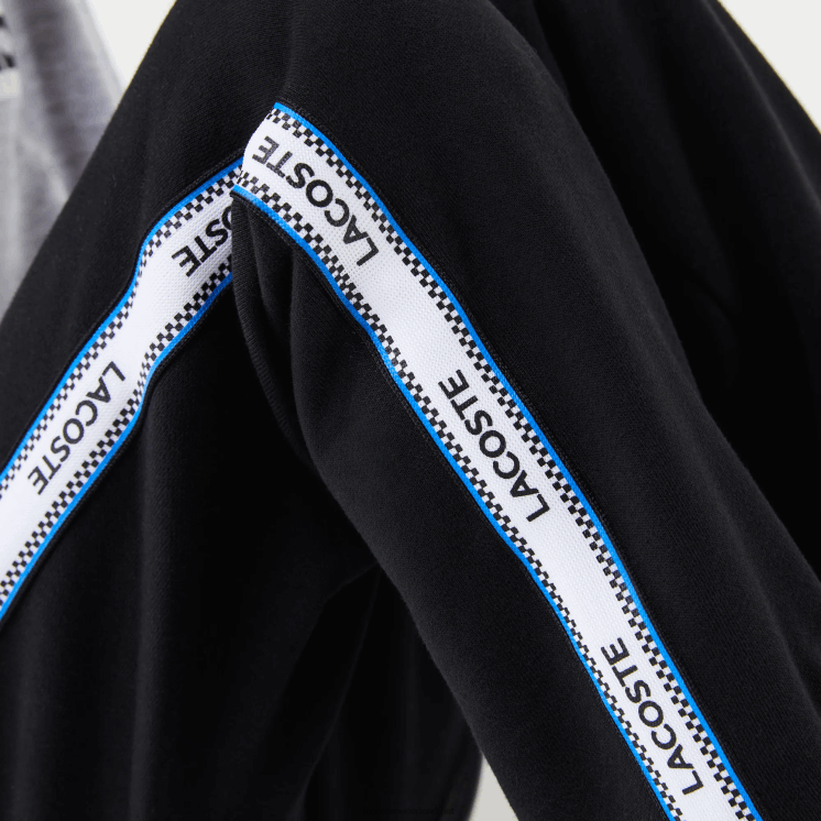 Lacoste trainingsbroek met bedrukte banden 0828H3223 zwart blauw 985 kinderen