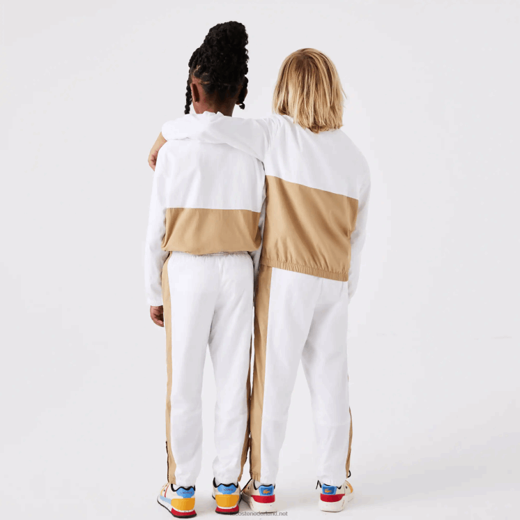 Lacoste trainingsbroek met contrasterende band 0828H3224 witbeige wn5 kinderen