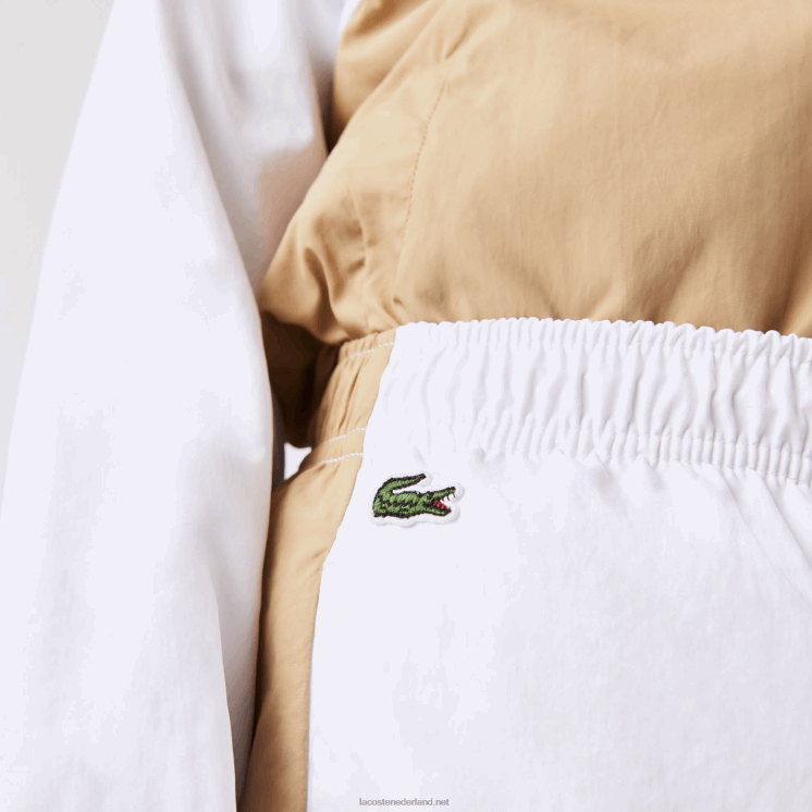 Lacoste trainingsbroek met contrasterende band 0828H3224 witbeige wn5 kinderen