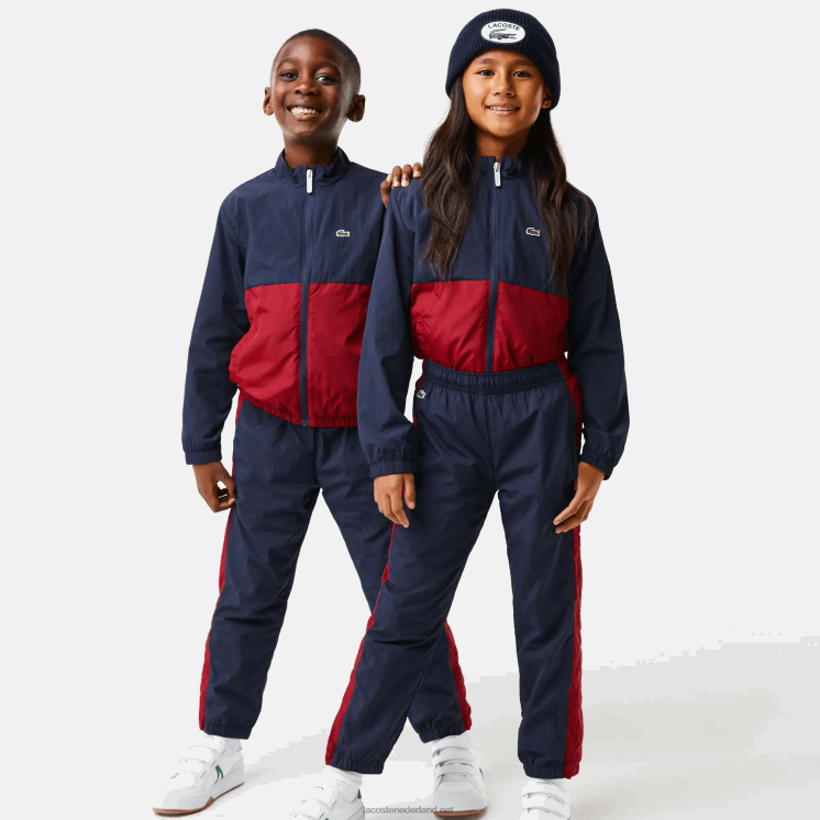 Lacoste trainingsbroek met contrasterende band 0828H3225 marineblauw bordeaux lub kinderen