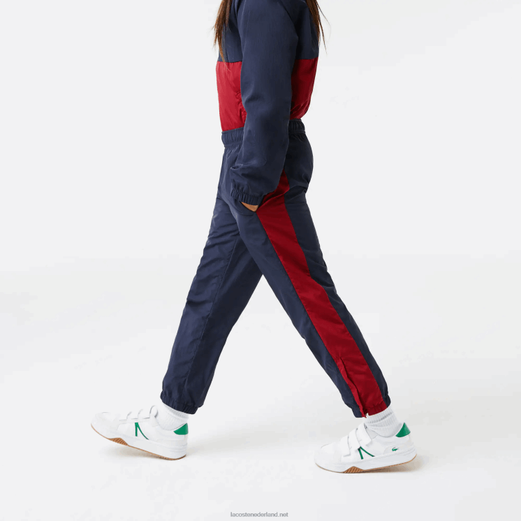 Lacoste trainingsbroek met contrasterende band 0828H3225 marineblauw bordeaux lub kinderen