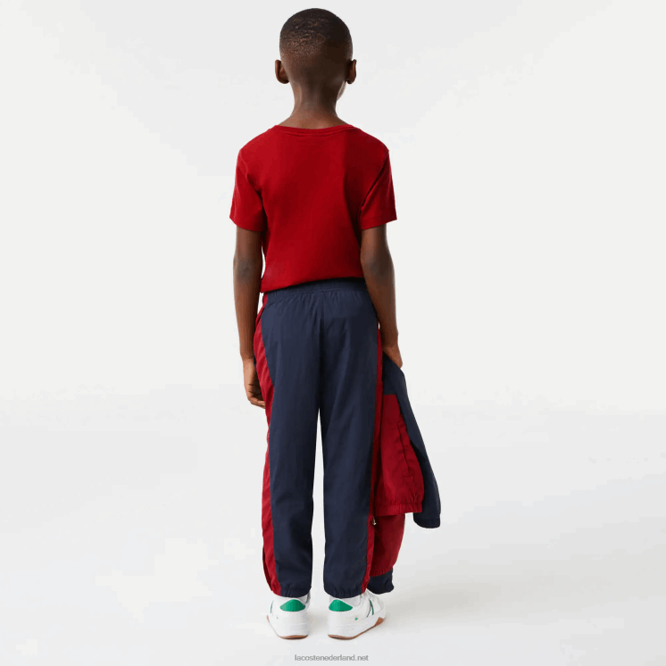 Lacoste trainingsbroek met contrasterende band 0828H3225 marineblauw bordeaux lub kinderen