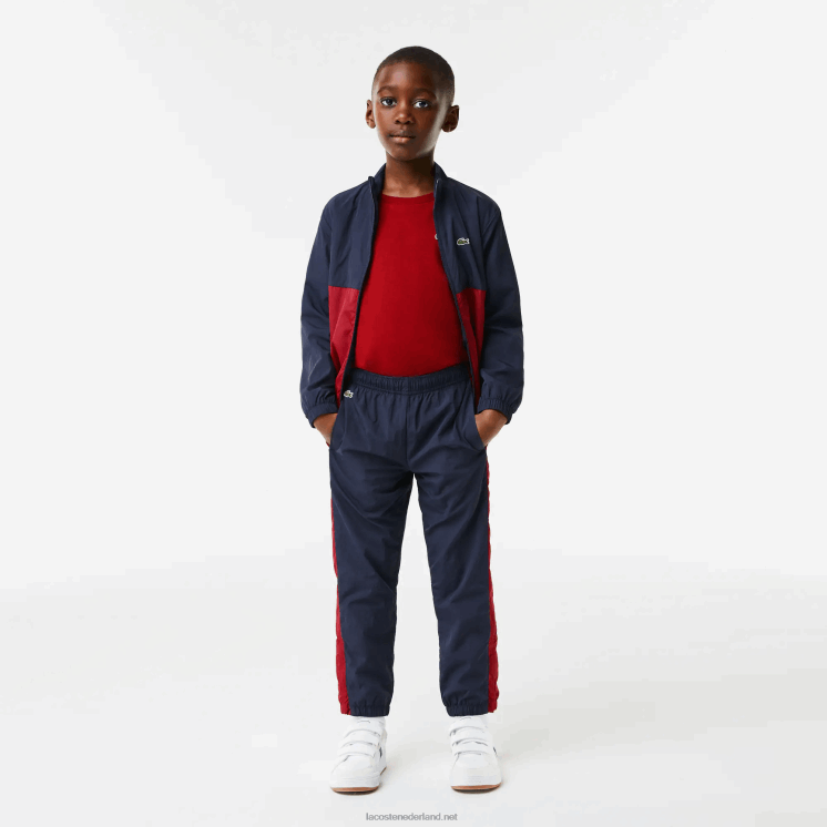 Lacoste trainingsbroek met contrasterende band 0828H3225 marineblauw bordeaux lub kinderen
