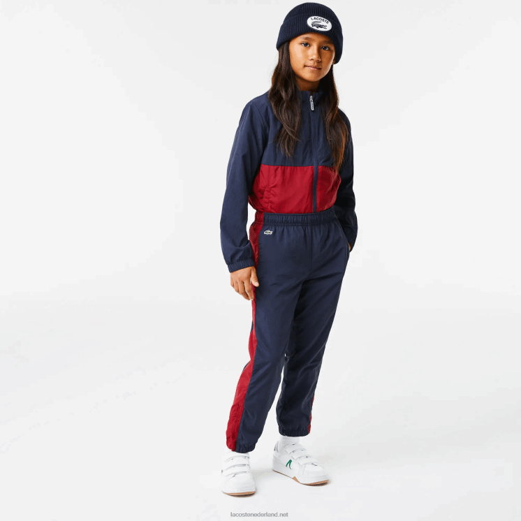 Lacoste trainingsbroek met contrasterende band 0828H3225 marineblauw bordeaux lub kinderen