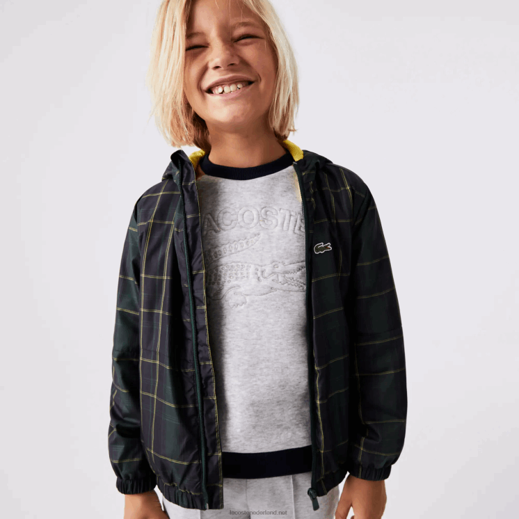Lacoste waterafstotend windjack 0828H3262 marineblauw groen geel 9dw kinderen