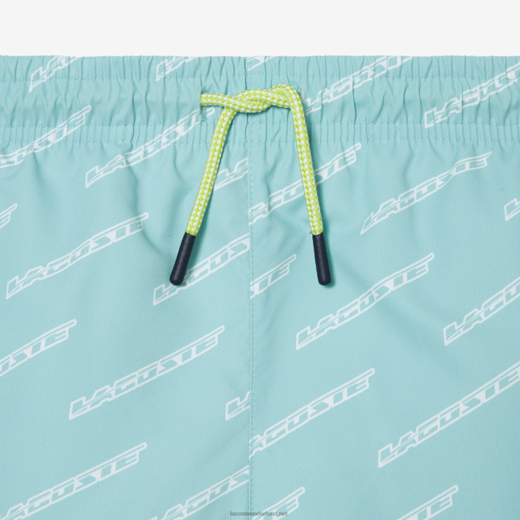 Lacoste zwembroek van gerecycled polyester met print 0828H3108 mint lgf jongens