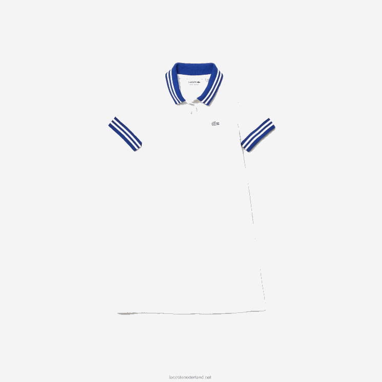 Lacoste geborduurde piqué polojurk 0828H3295 wit blauw nv meisjes
