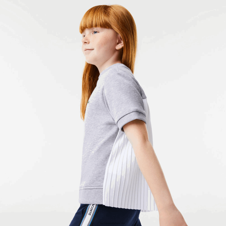 Lacoste T-shirt van katoenfleece met geplooide achterkant 0828H3156 grijze chine ca meisjes