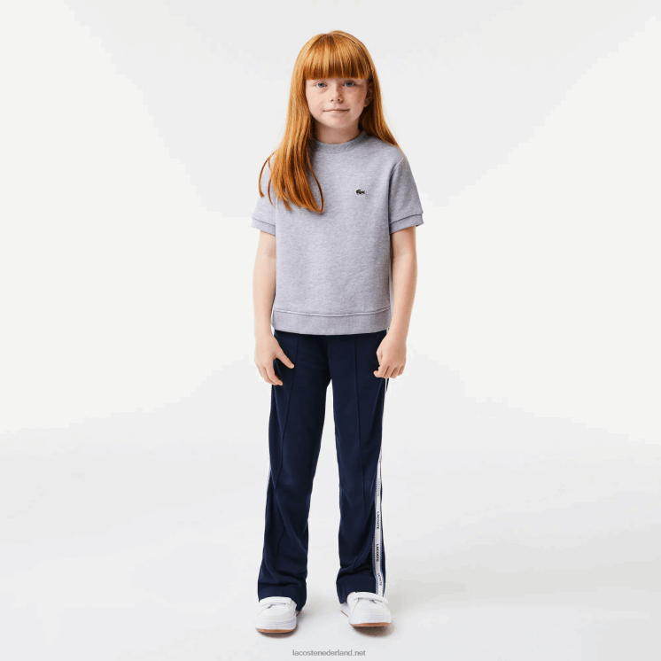 Lacoste T-shirt van katoenfleece met geplooide achterkant 0828H3156 grijze chine ca meisjes